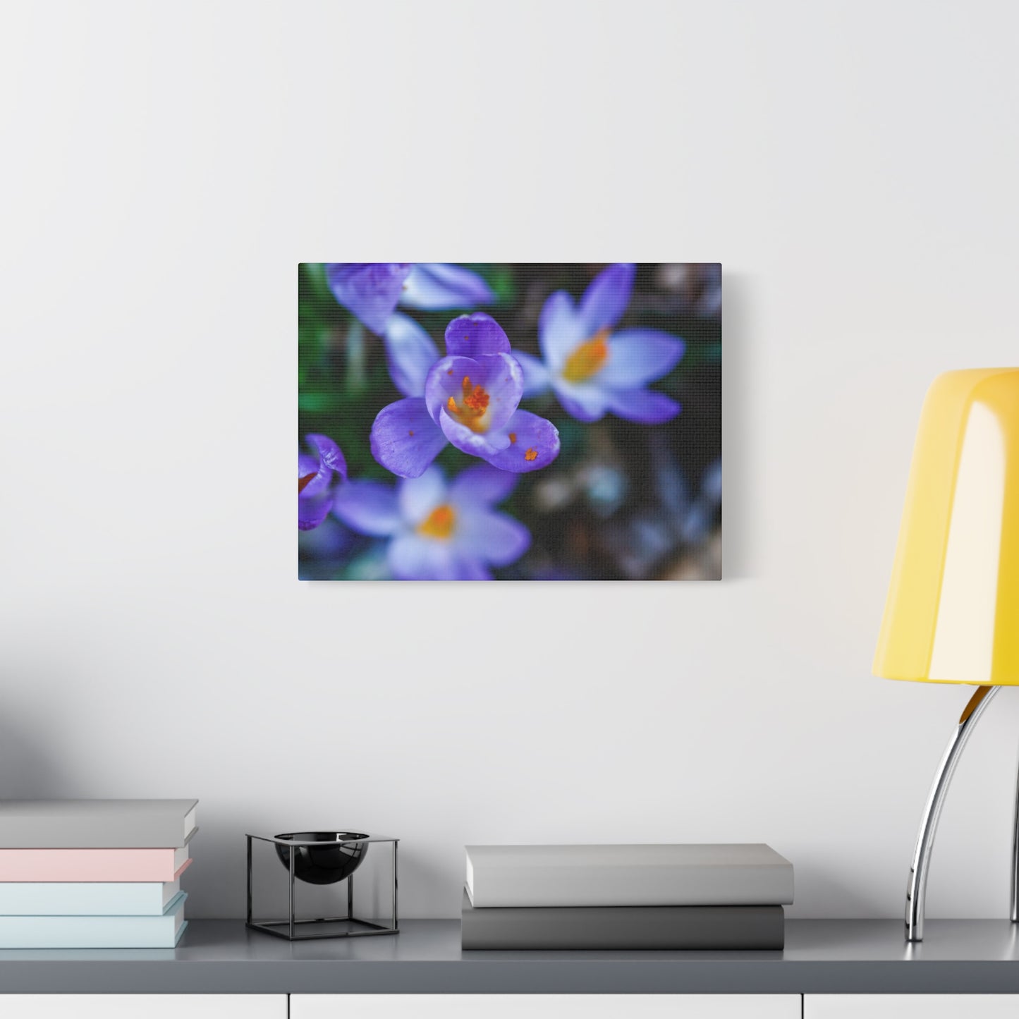 Purple Crocus Blossom Matte Canvas Print, Spring Floral Wall Art