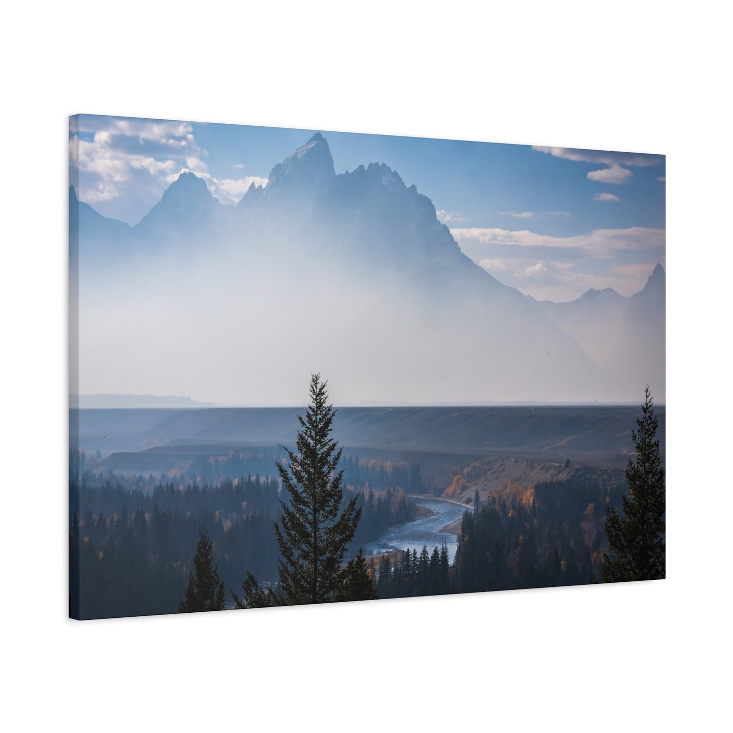 Grand Tetons Misty Mountain Landscape Canvas Print ~ Matte Stretched Wall Art
