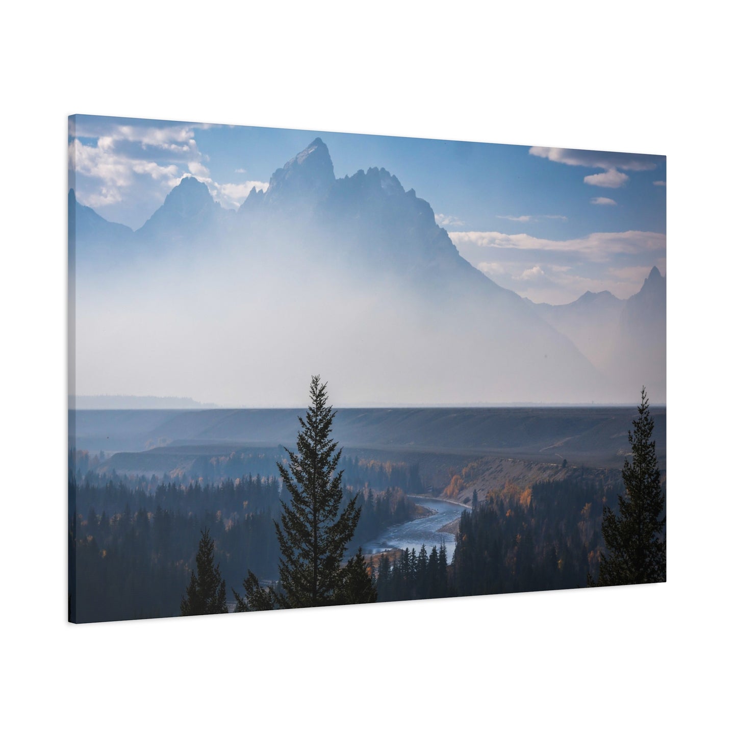 Where the Tetons Rise Through Smoke ~ Matte Landscape Canvas Print