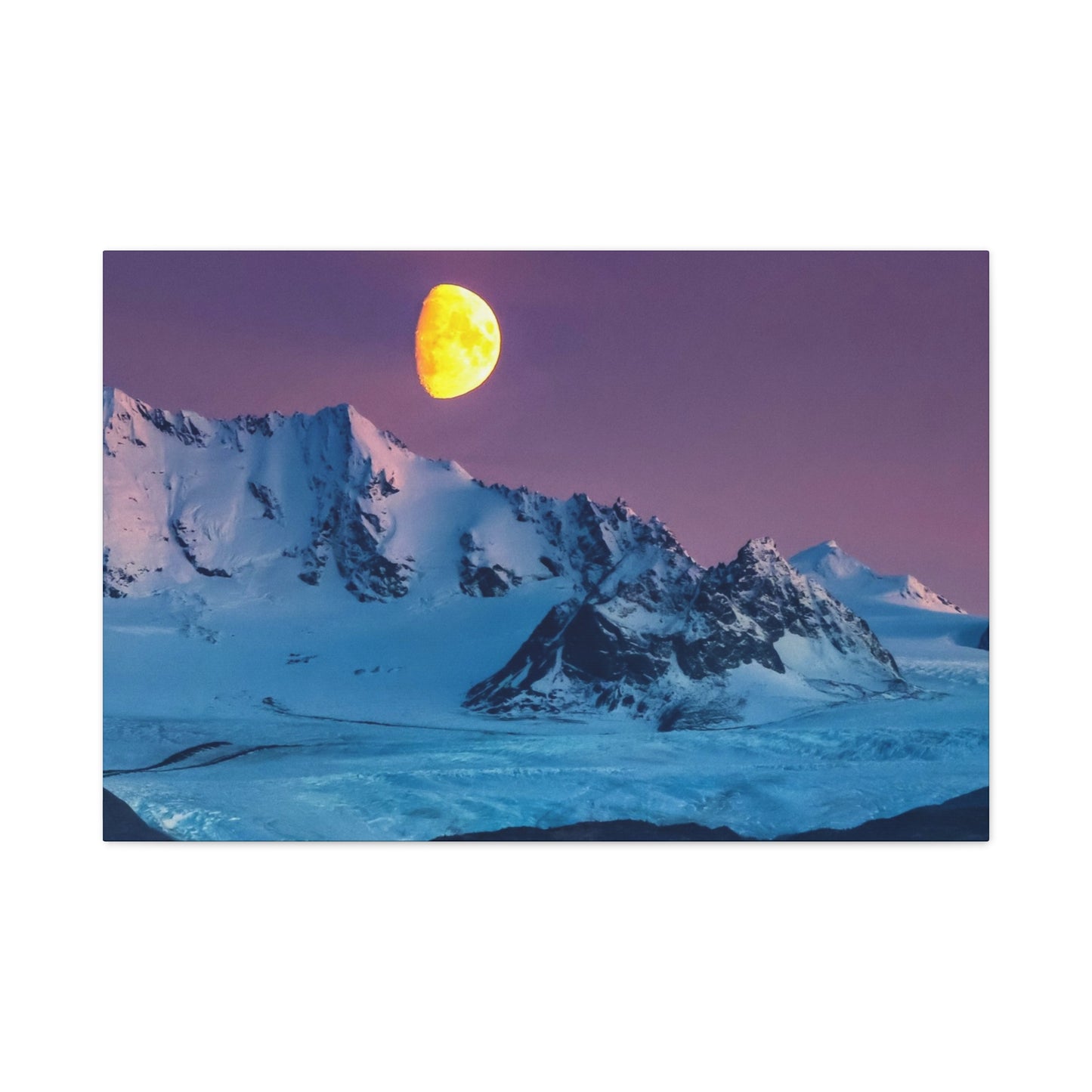 Mountain Moon Arctic Canvas Wall Art — Matte Stretched Landscape Print