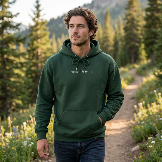 Rooted & Wild Hoodie ~ Minimal Nature Hoodie, Earthy Aesthetic Sweatshirt, Inspirational Quote Hoodie, Planet Jalupa