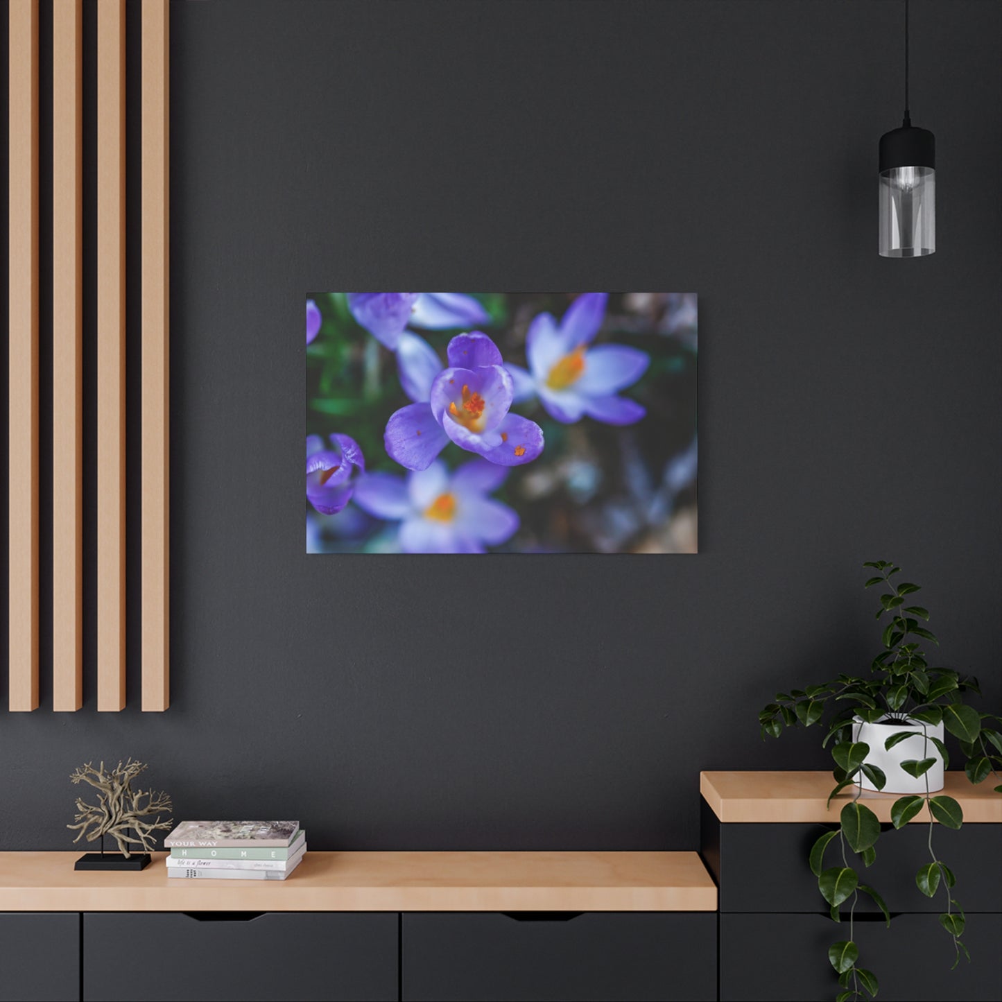Purple Crocus Blossom Matte Canvas Print, Spring Floral Wall Art