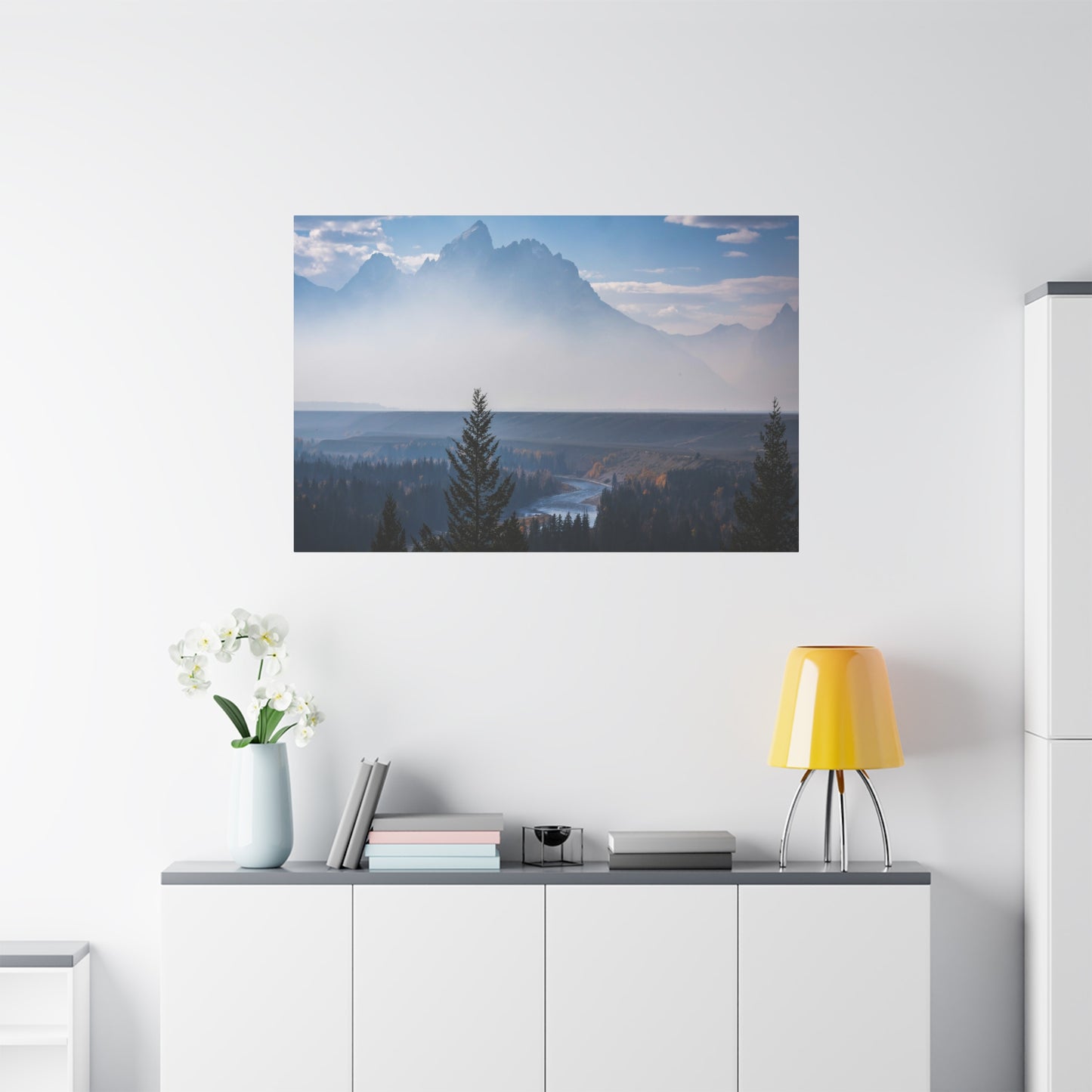 Where the Tetons Rise Through Smoke ~ Matte Landscape Canvas Print