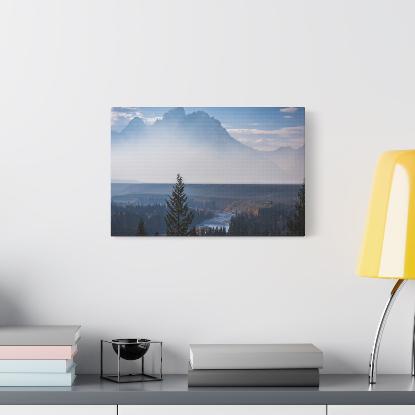 Grand Tetons Misty Mountain Landscape Canvas Print ~ Matte Stretched Wall Art