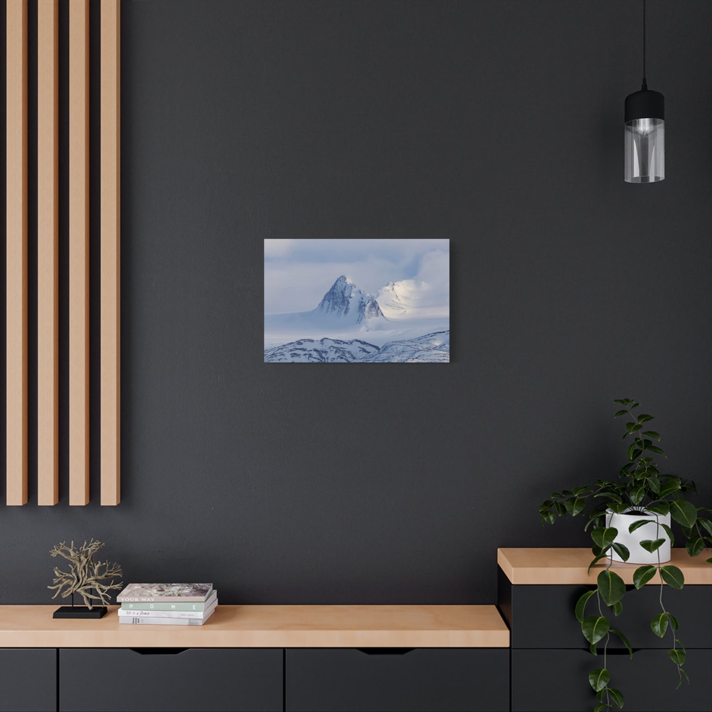 Snowy Mountain Matte Canvas Wall Art ~ Serene Arctic Landscape Stretched Canvas