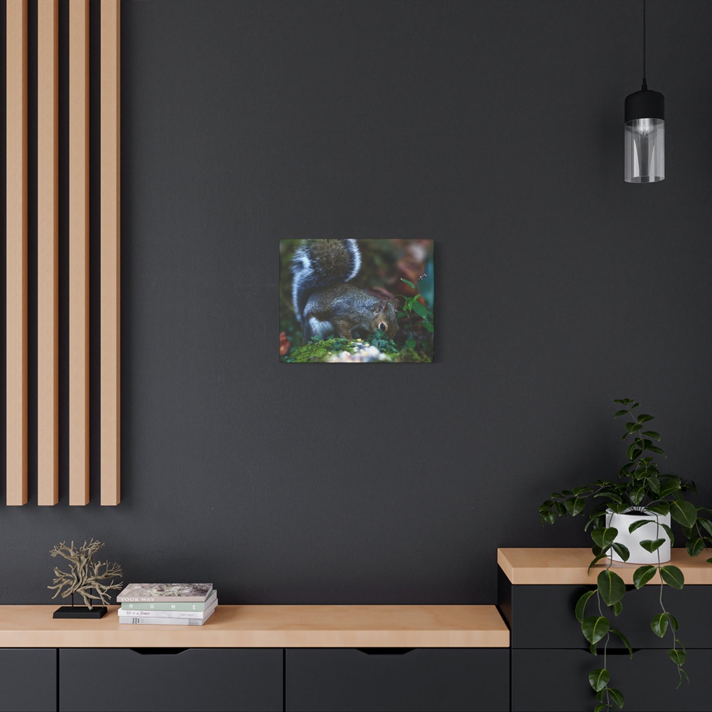 Squirrel Foraging Matte Canvas Print — Nature Wall Art, Wildlife Photography Stretched Canvas