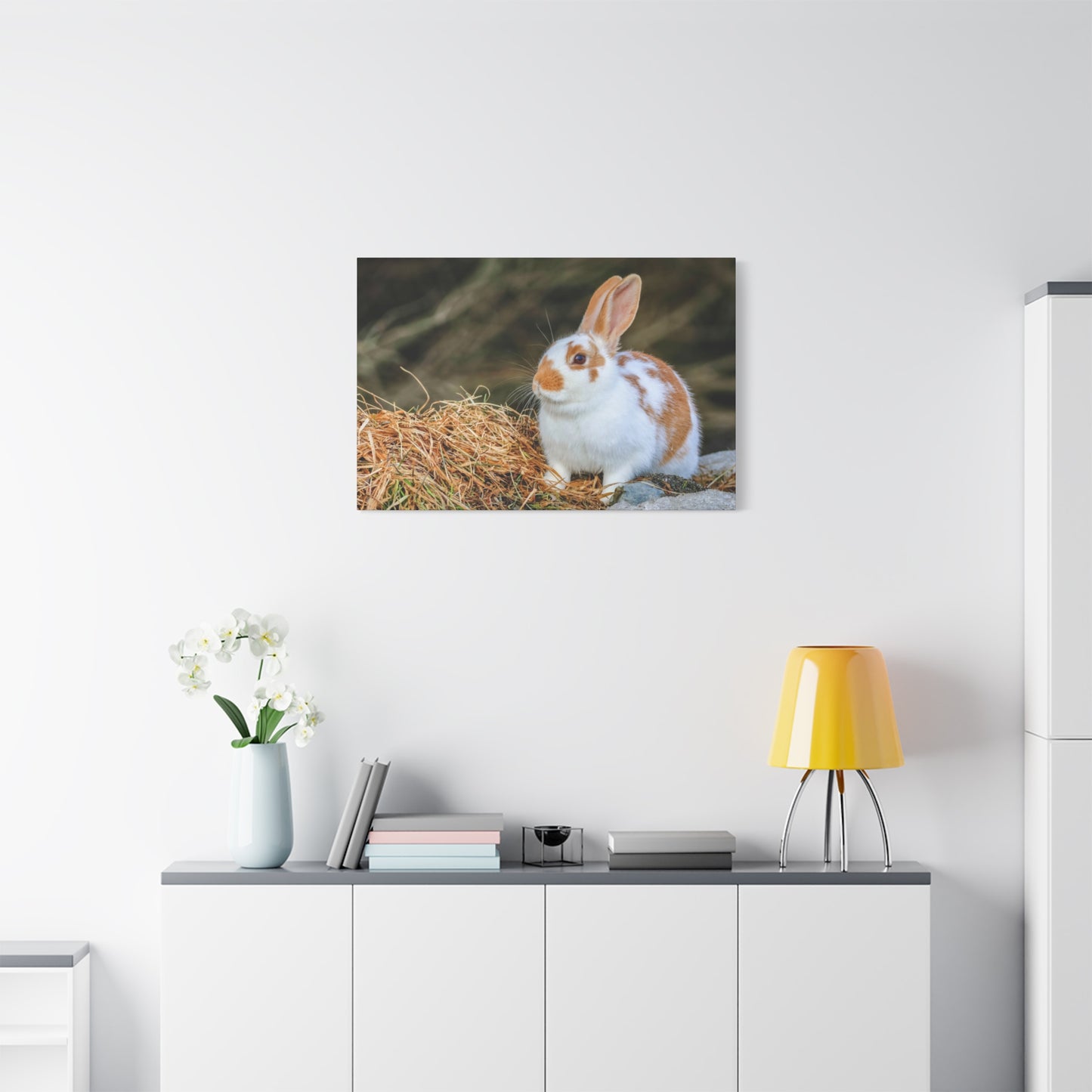 Rabbit Canvas Wall Art ~ Cute Brown & White Bunny Matte Stretched Canvas