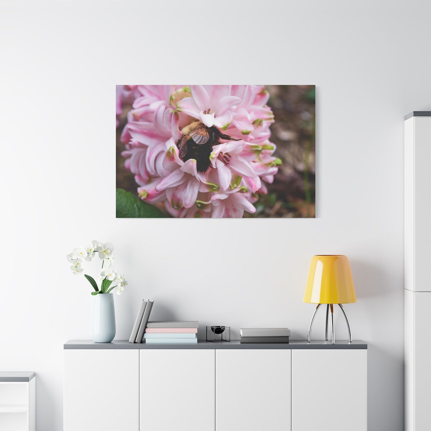 Pink Hyacinth Bee Canvas