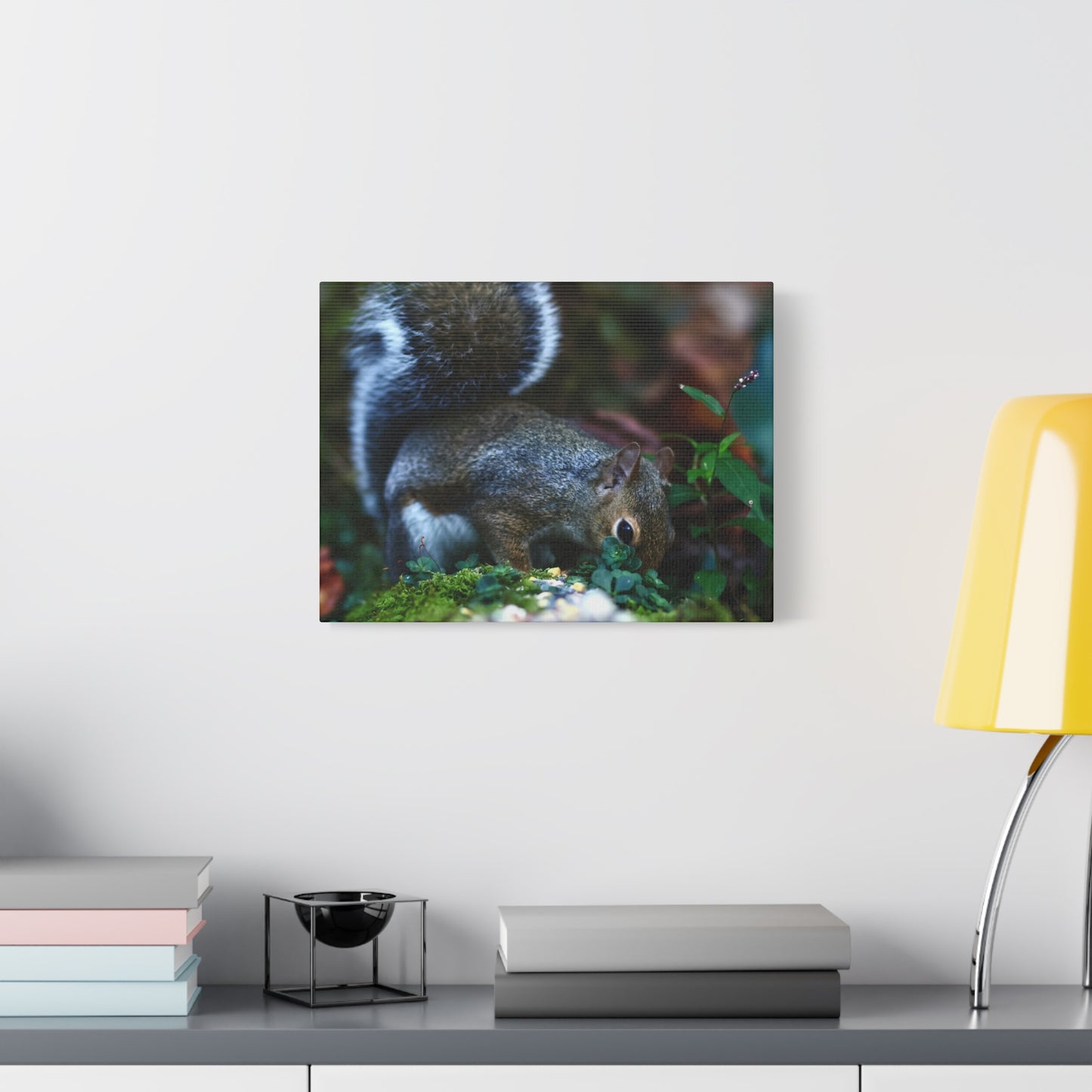 Squirrel Foraging Matte Canvas Print — Nature Wall Art, Wildlife Photography Stretched Canvas