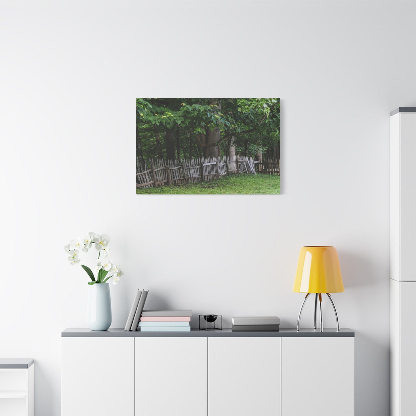 Rustic Split-Rail Fence Canvas Wall Art ~ Forest Landscape Matte Stretched Print