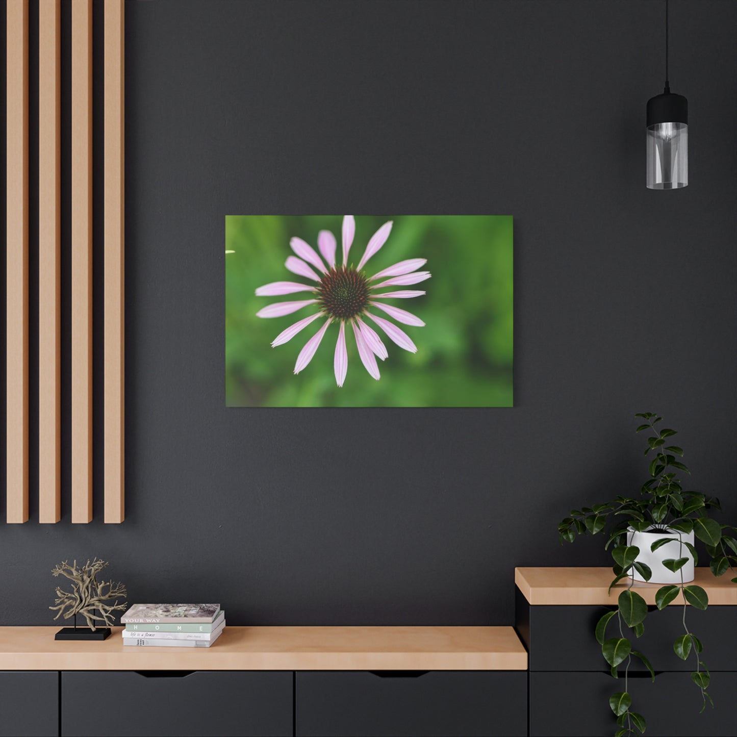 Pink Coneflower Botanical Canvas Wall Art — Matte Stretched 1.25"