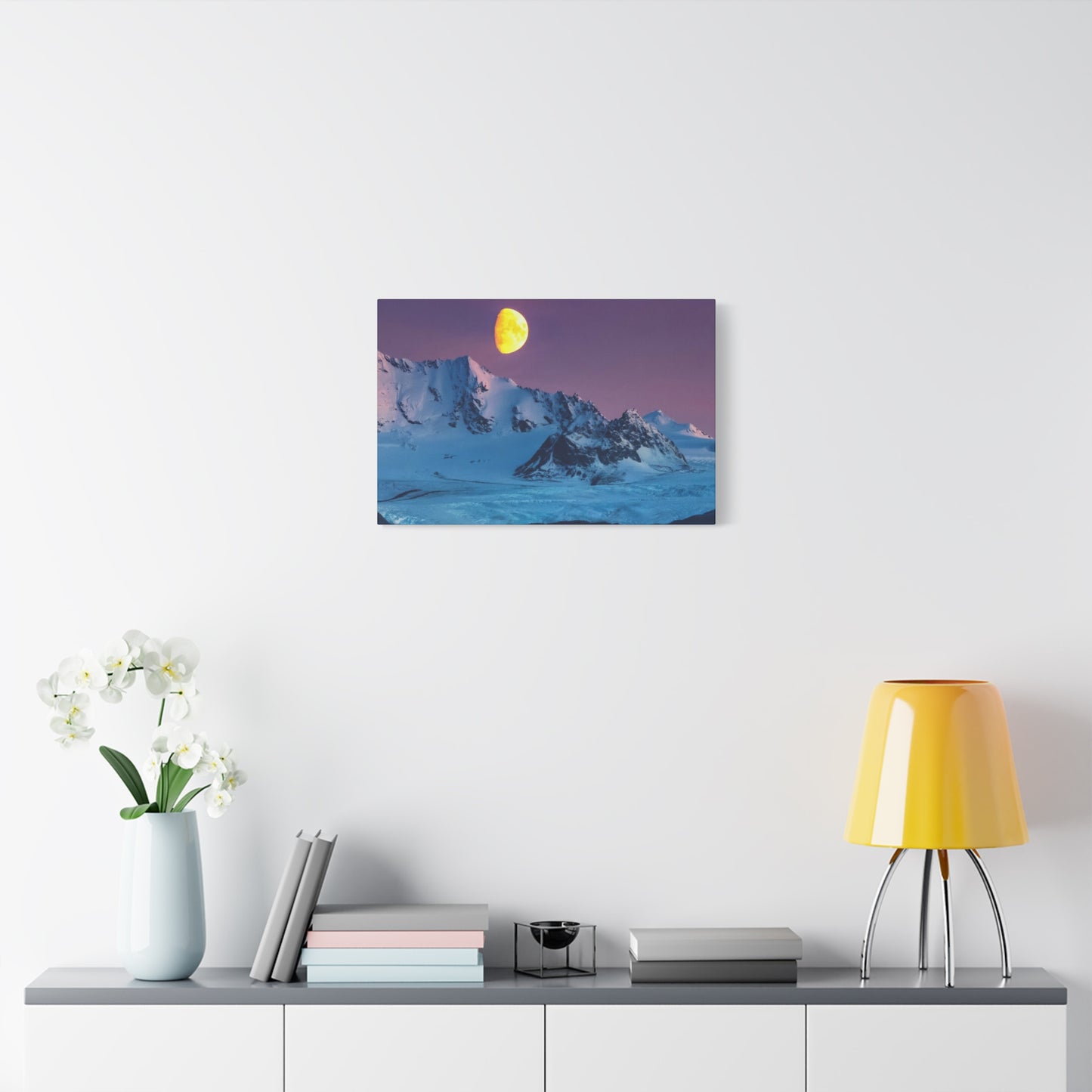 Mountain Moon Arctic Canvas Wall Art — Matte Stretched Landscape Print