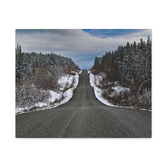 Cassiar Highway Lonely Scenic Winter Road Matte Canvas Print — Stretched 1.25"