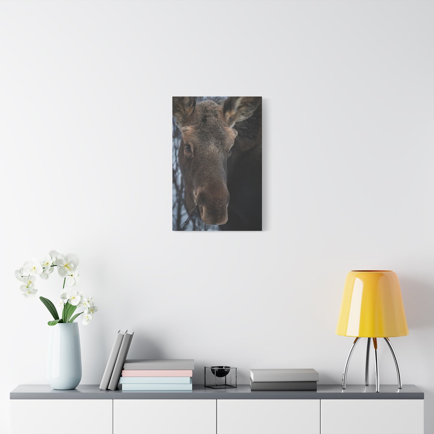Winter Moose Canvas Print, Stretched Wall Art