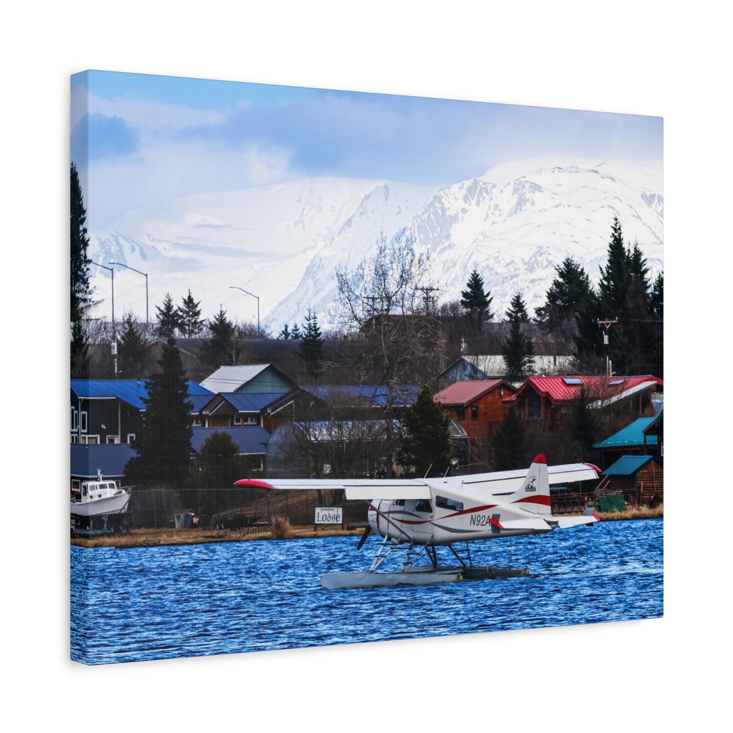 Seaplane Harbor Canvas Print ~ Alaska Mountain Lake Wall Art