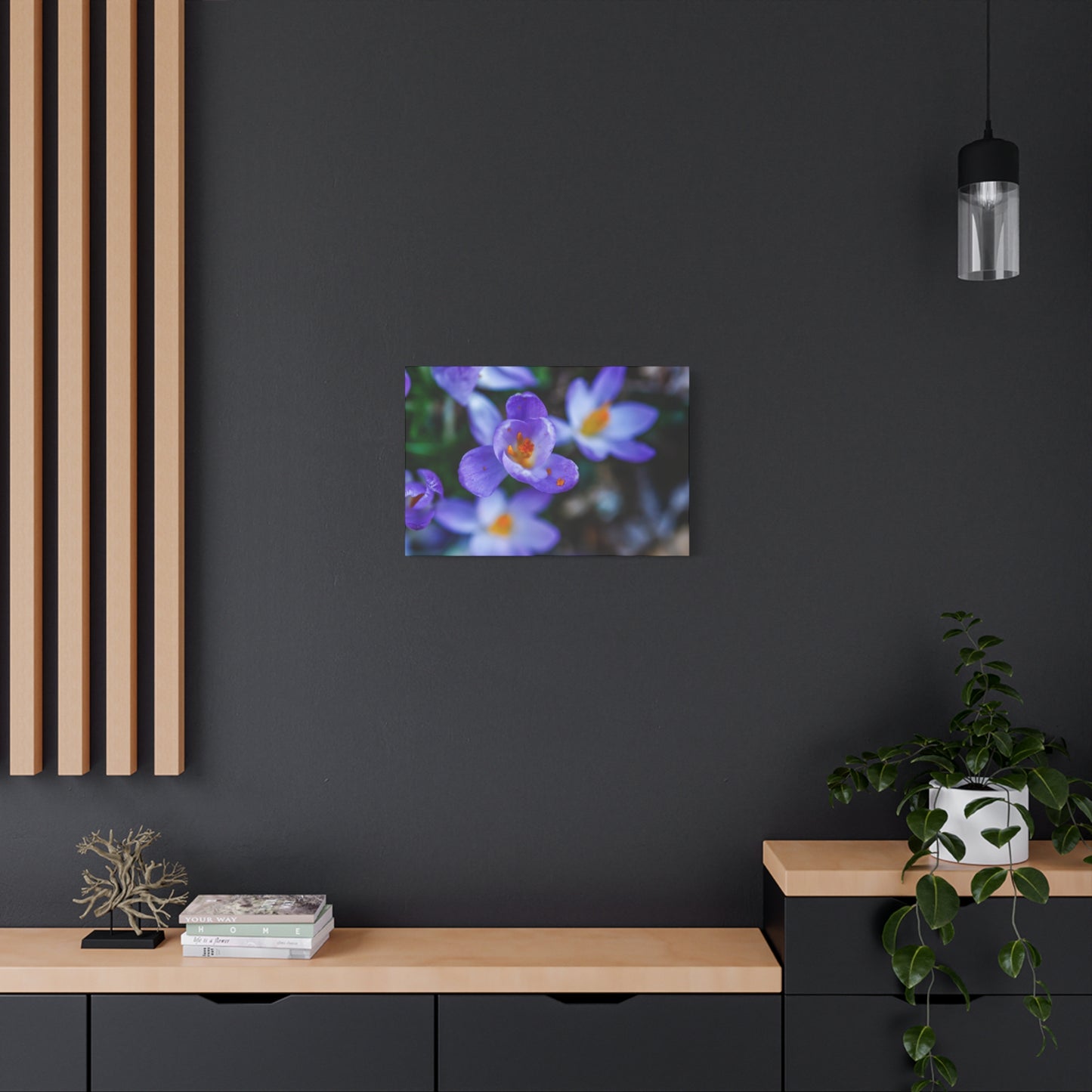 Purple Crocus Blossom Matte Canvas Print, Spring Floral Wall Art