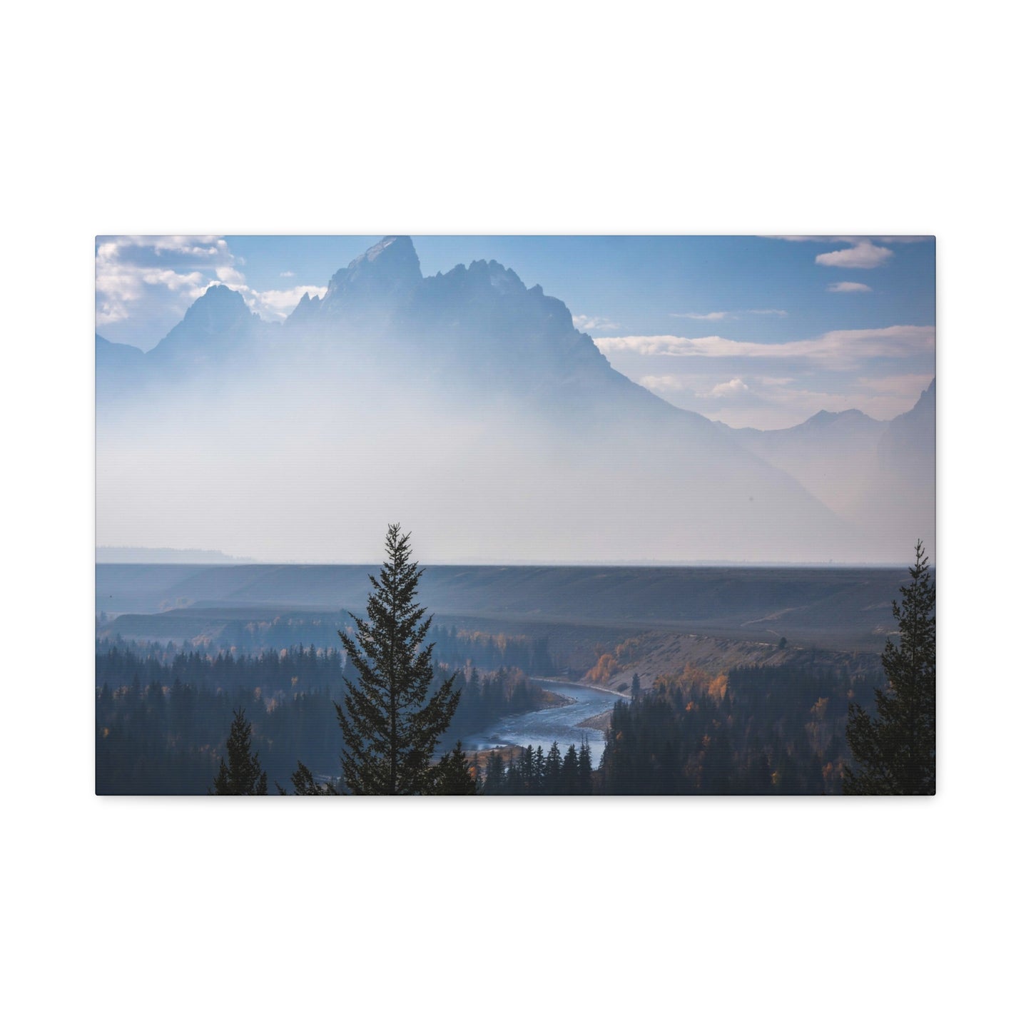 Grand Tetons Misty Mountain Landscape Canvas Print ~ Matte Stretched Wall Art