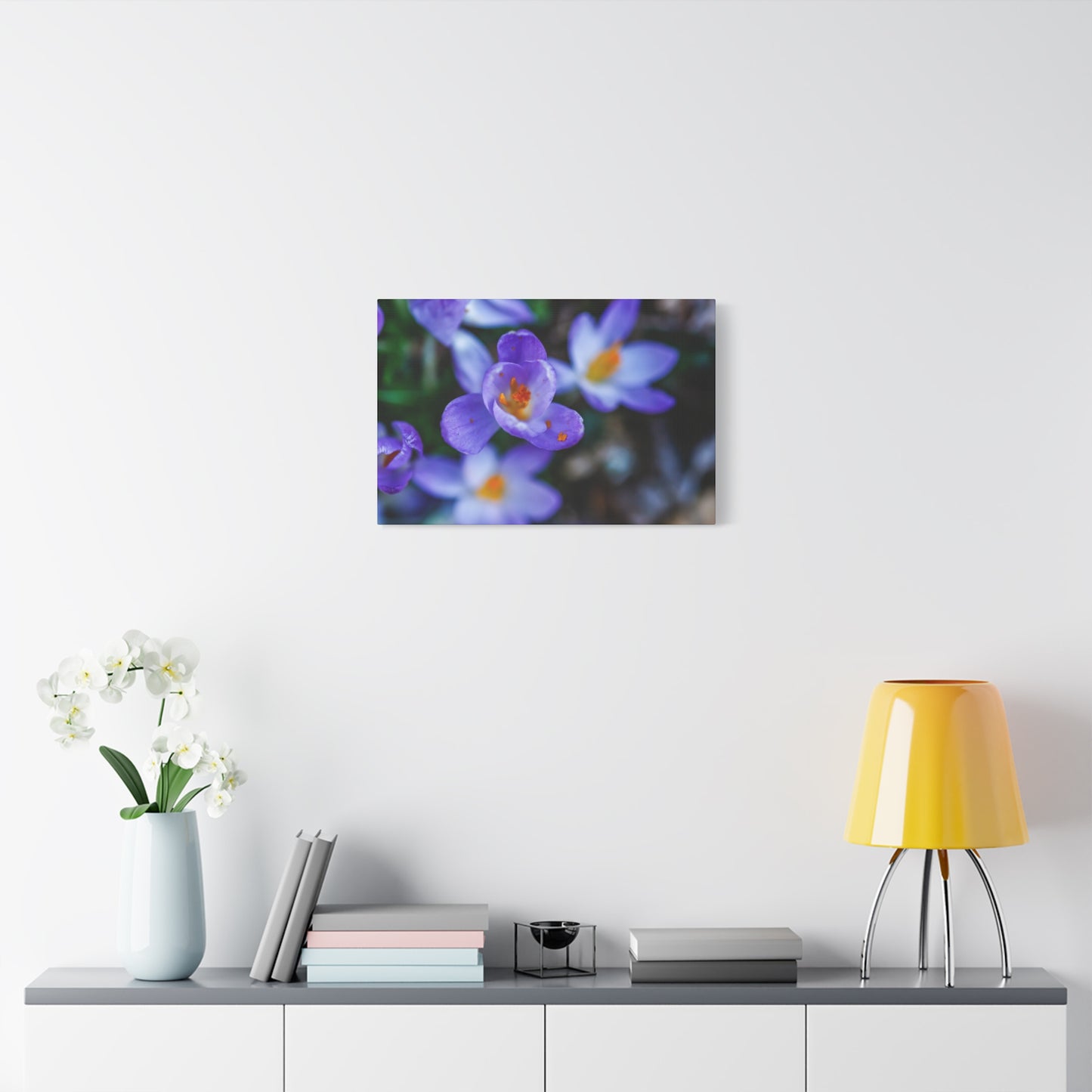 Purple Crocus Blossom Matte Canvas Print, Spring Floral Wall Art