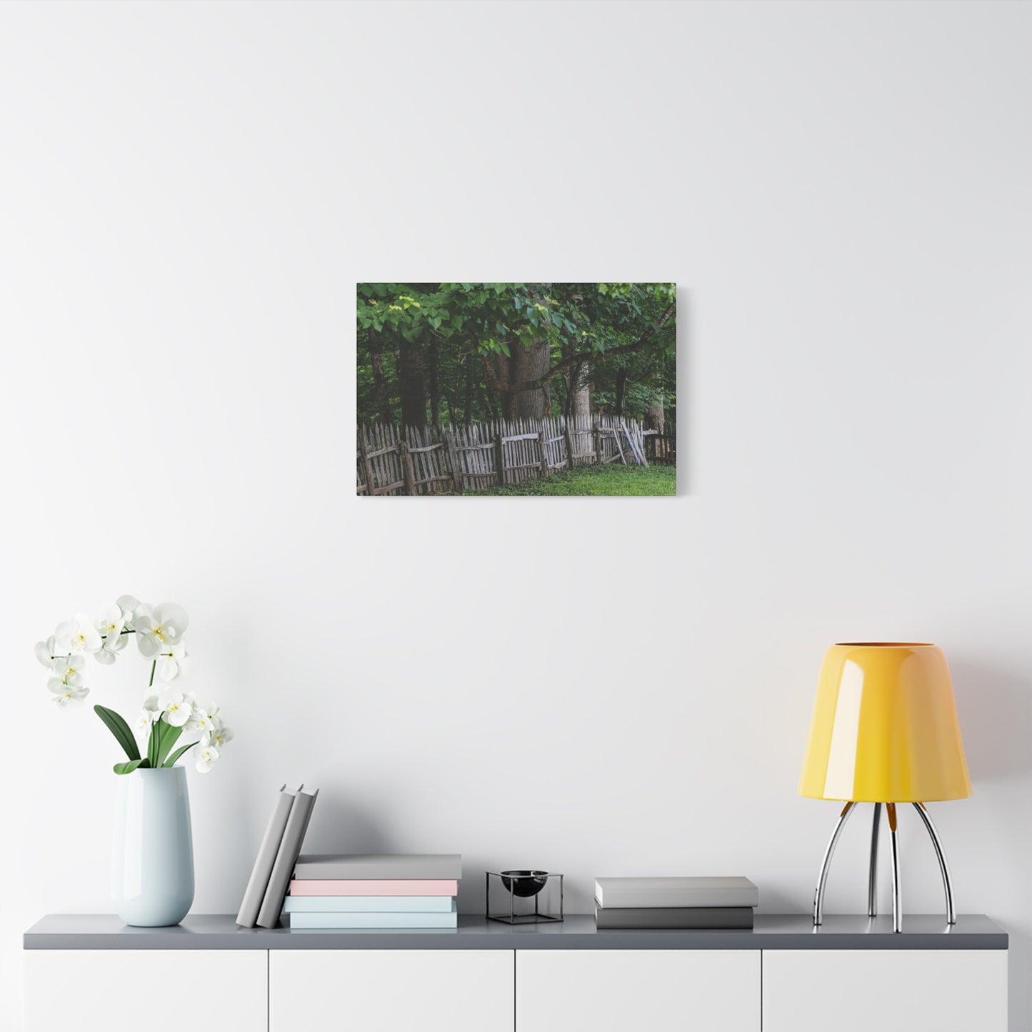 Rustic Split-Rail Fence Canvas Wall Art ~ Forest Landscape Matte Stretched Print