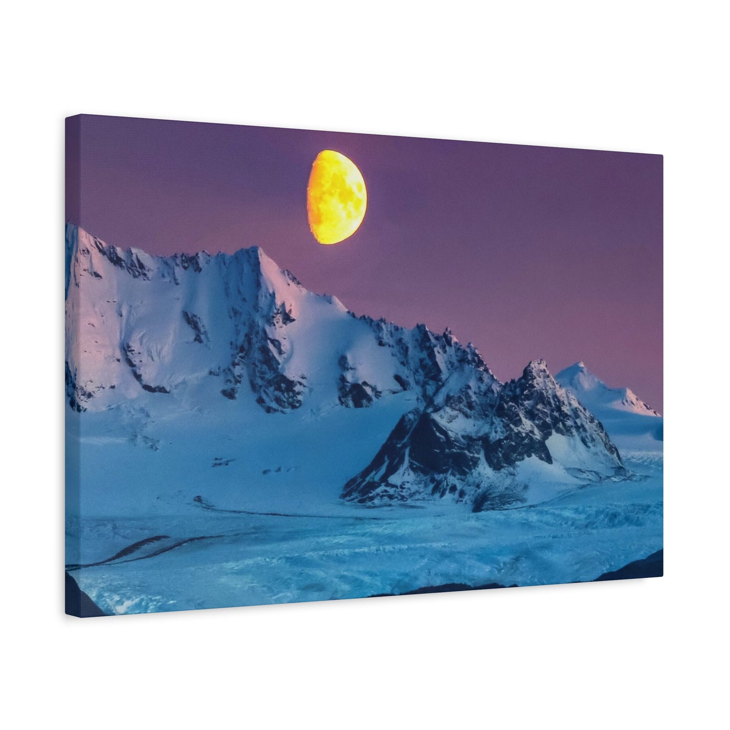 Mountain Moon Arctic Canvas Wall Art — Matte Stretched Landscape Print