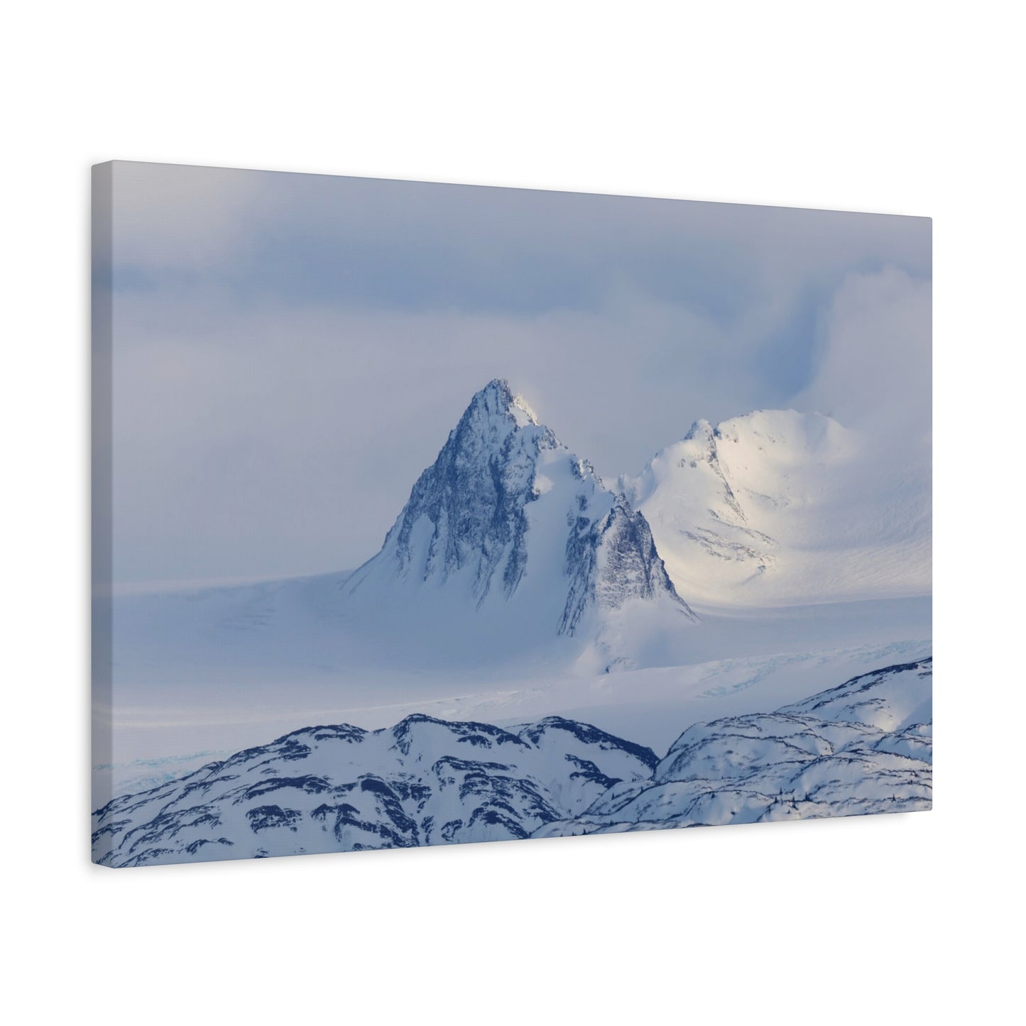 Snowy Mountain Matte Canvas Wall Art ~ Serene Arctic Landscape Stretched Canvas