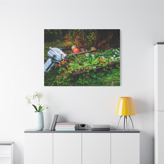 Rustic Rowboat Garden Canvas  Matte Print