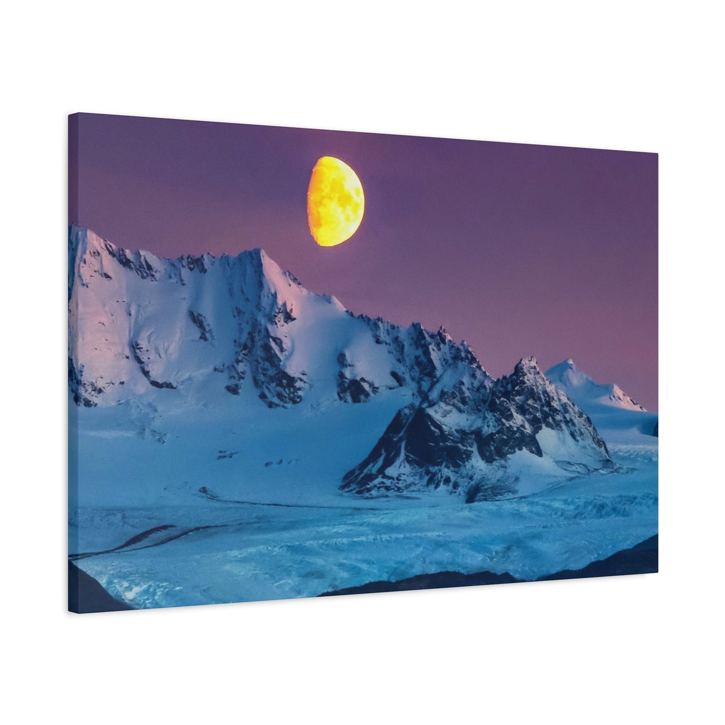 Mountain Moon Arctic Canvas Wall Art — Matte Stretched Landscape Print