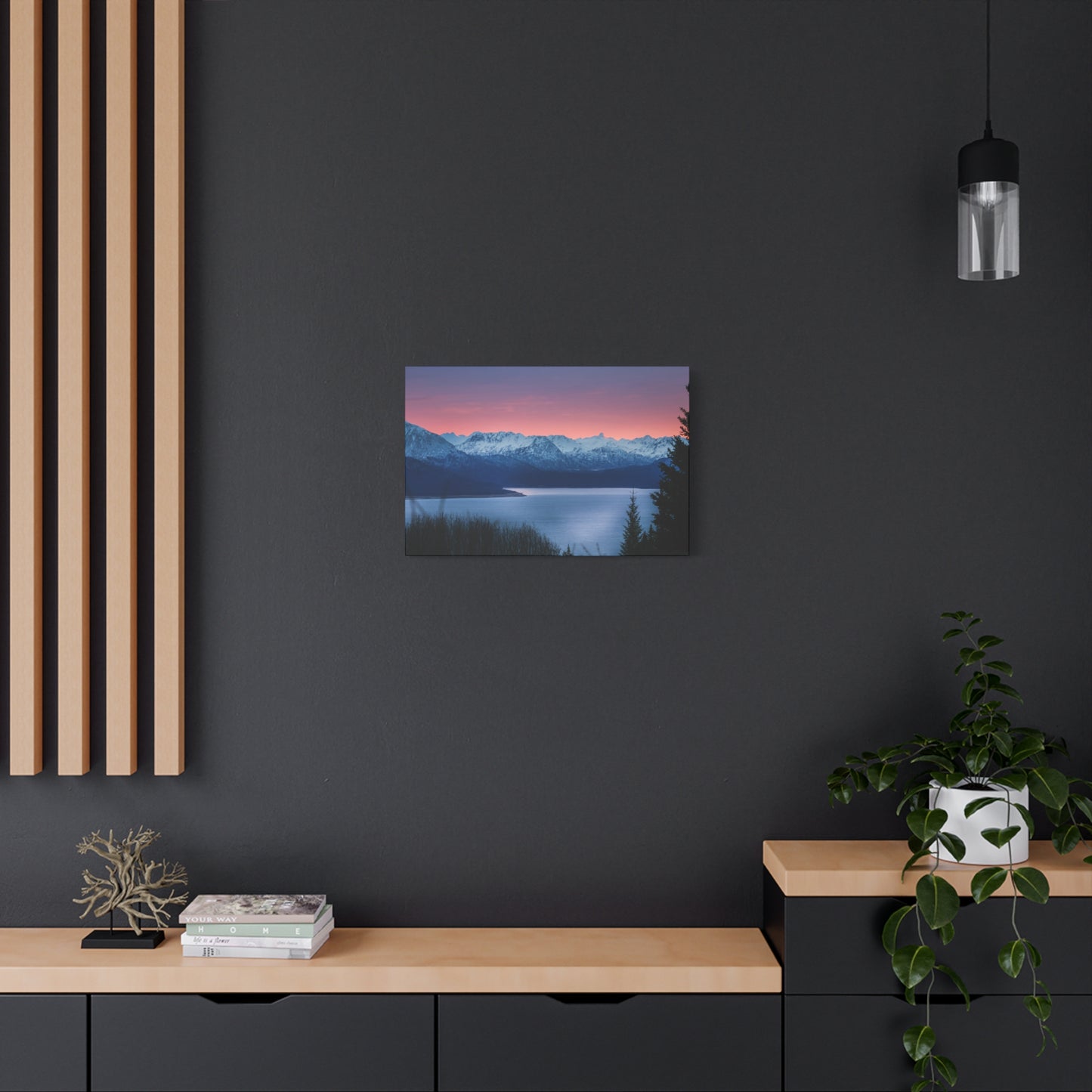 Sunset Mountain Bay Fine Art Canvas – Alpine Landscape