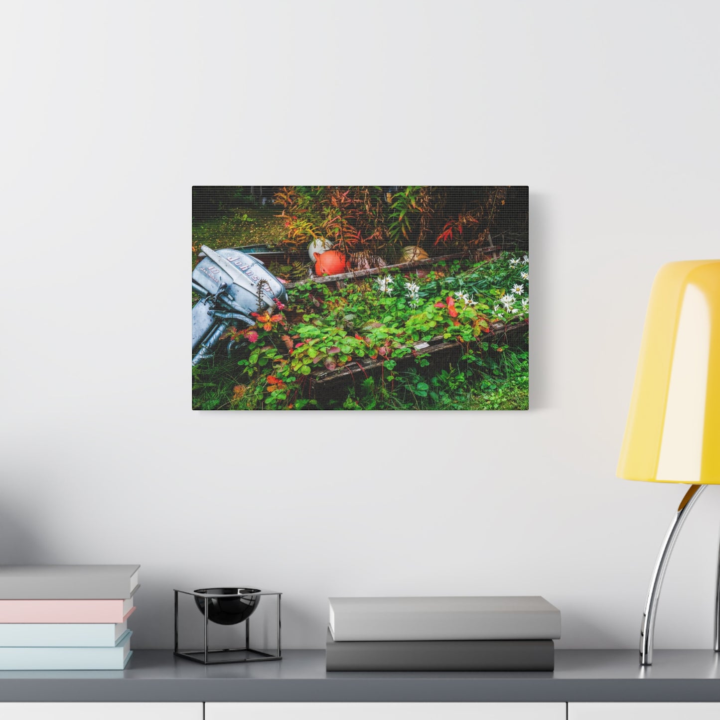 Rustic Rowboat Garden Canvas  Matte Print