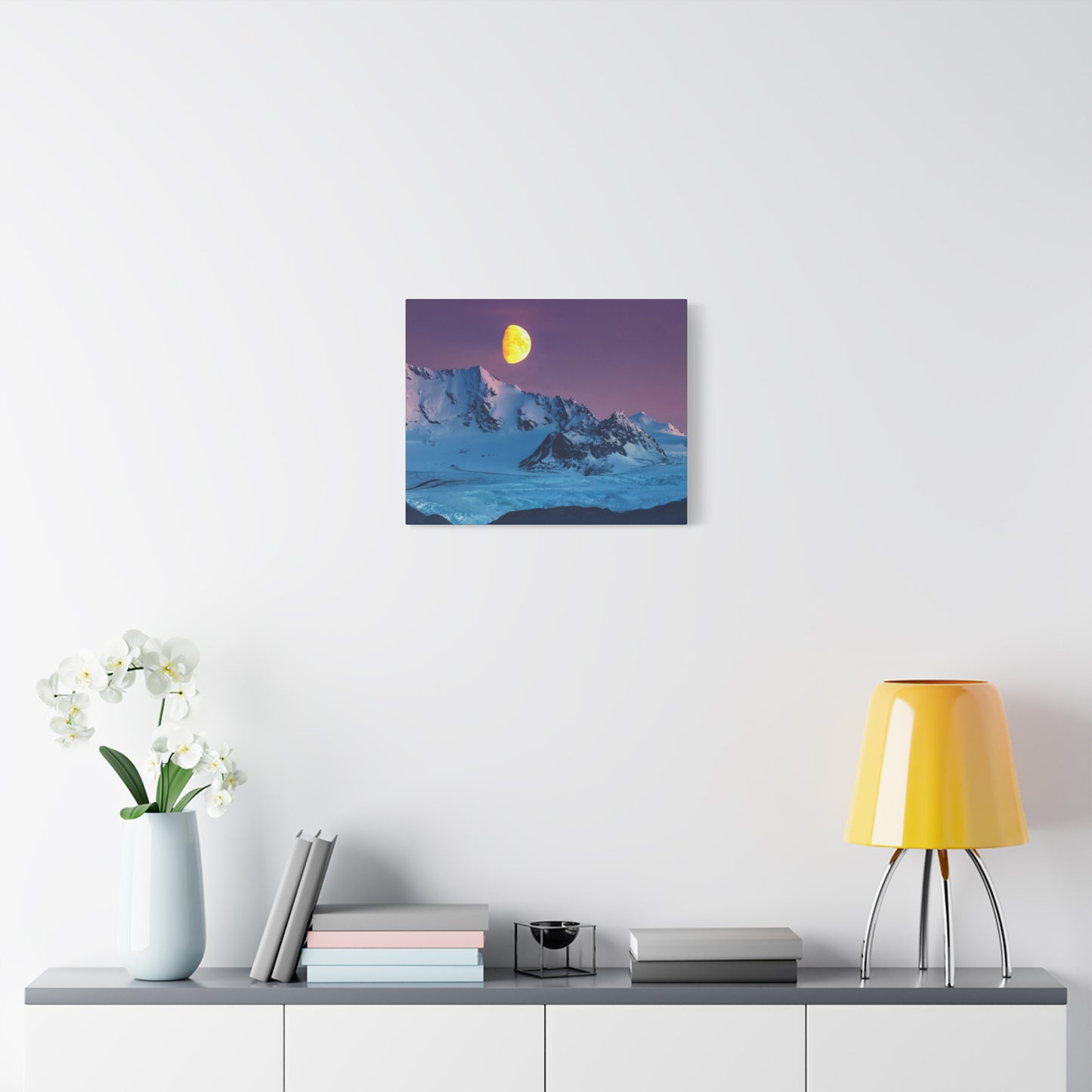 Mountain Moon Arctic Canvas Wall Art — Matte Stretched Landscape Print