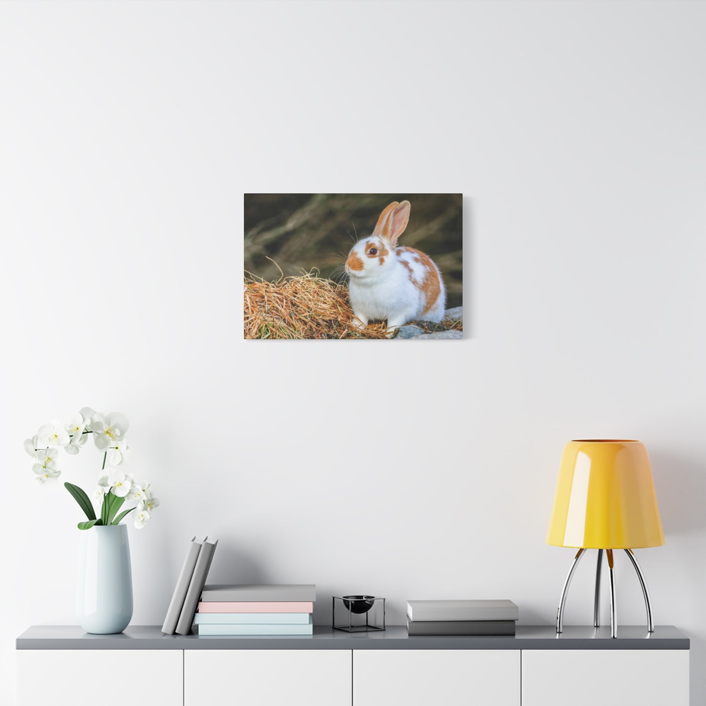 Rabbit Canvas Wall Art ~ Cute Brown & White Bunny Matte Stretched Canvas