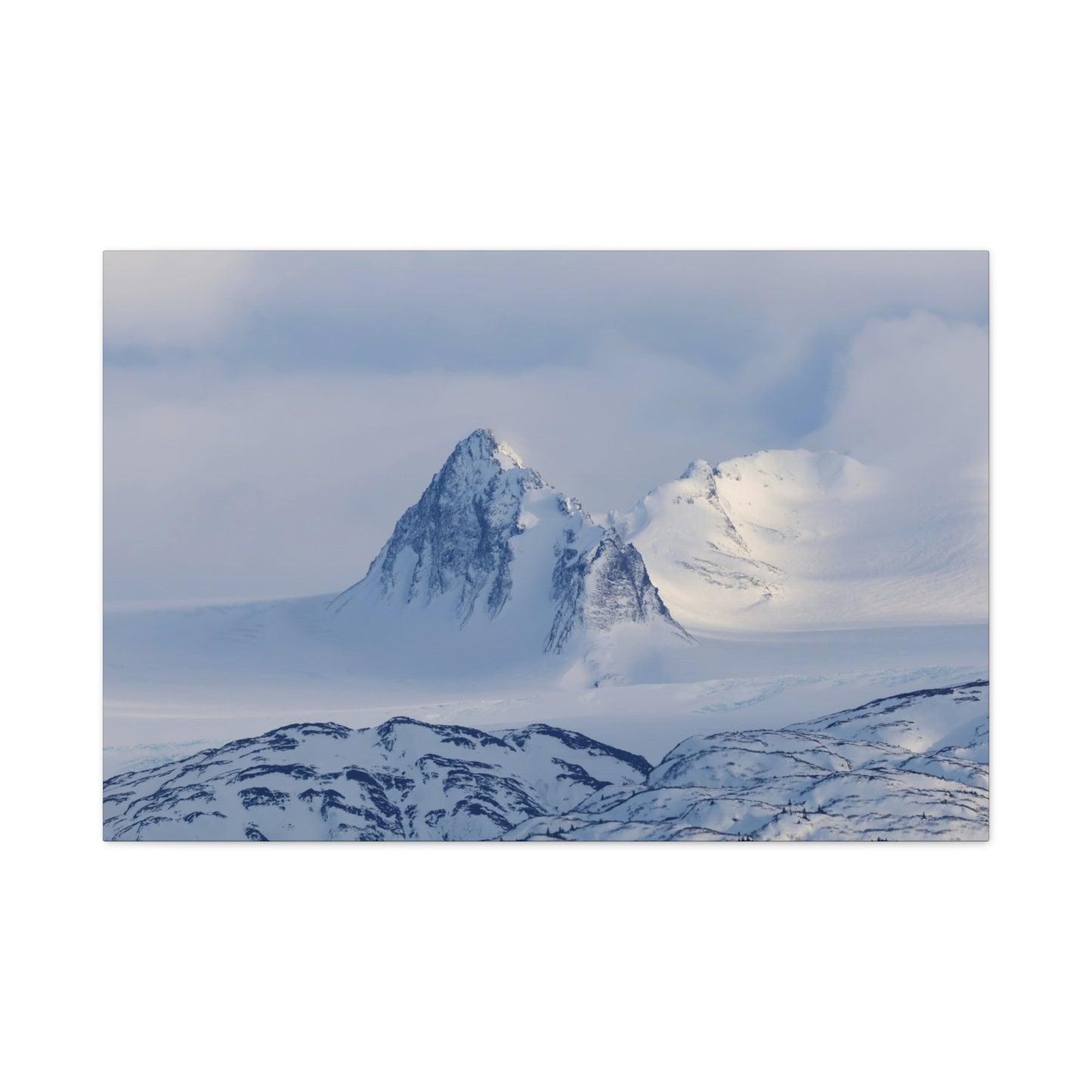 Snowy Mountain Matte Canvas Wall Art ~ Serene Arctic Landscape Stretched Canvas