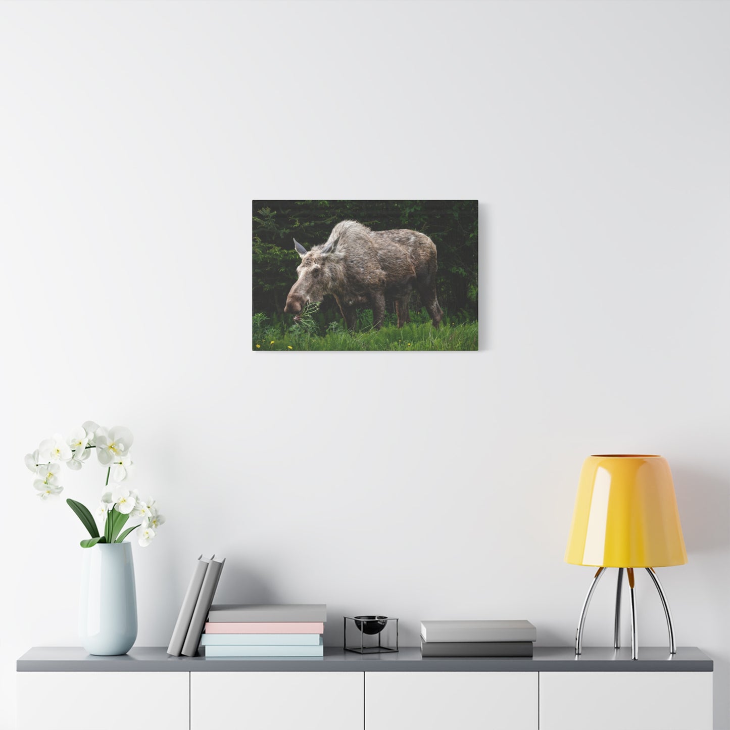 Wild Moose Matte Canvas Print — Rustic Forest Wildlife Wall Art