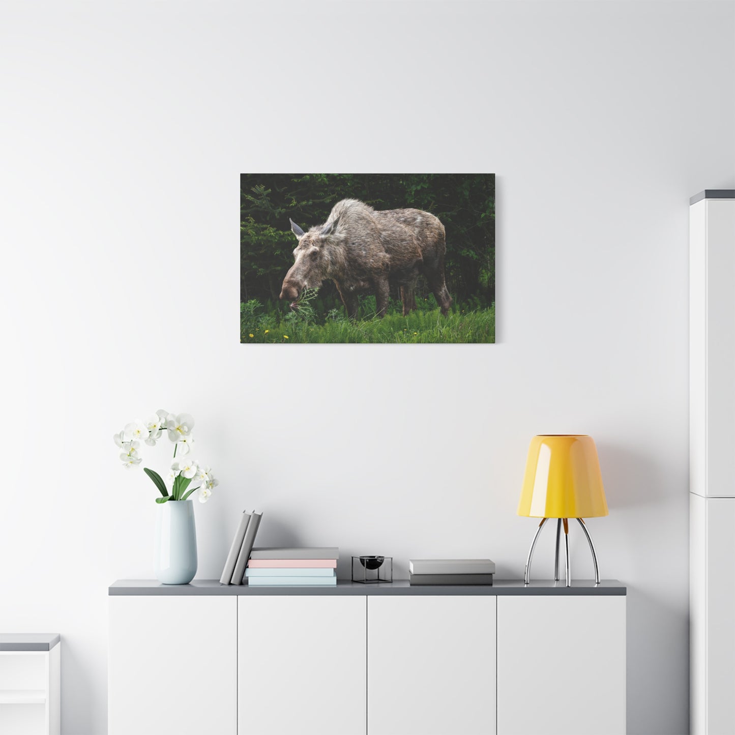 Wild Moose Matte Canvas Print — Rustic Forest Wildlife Wall Art