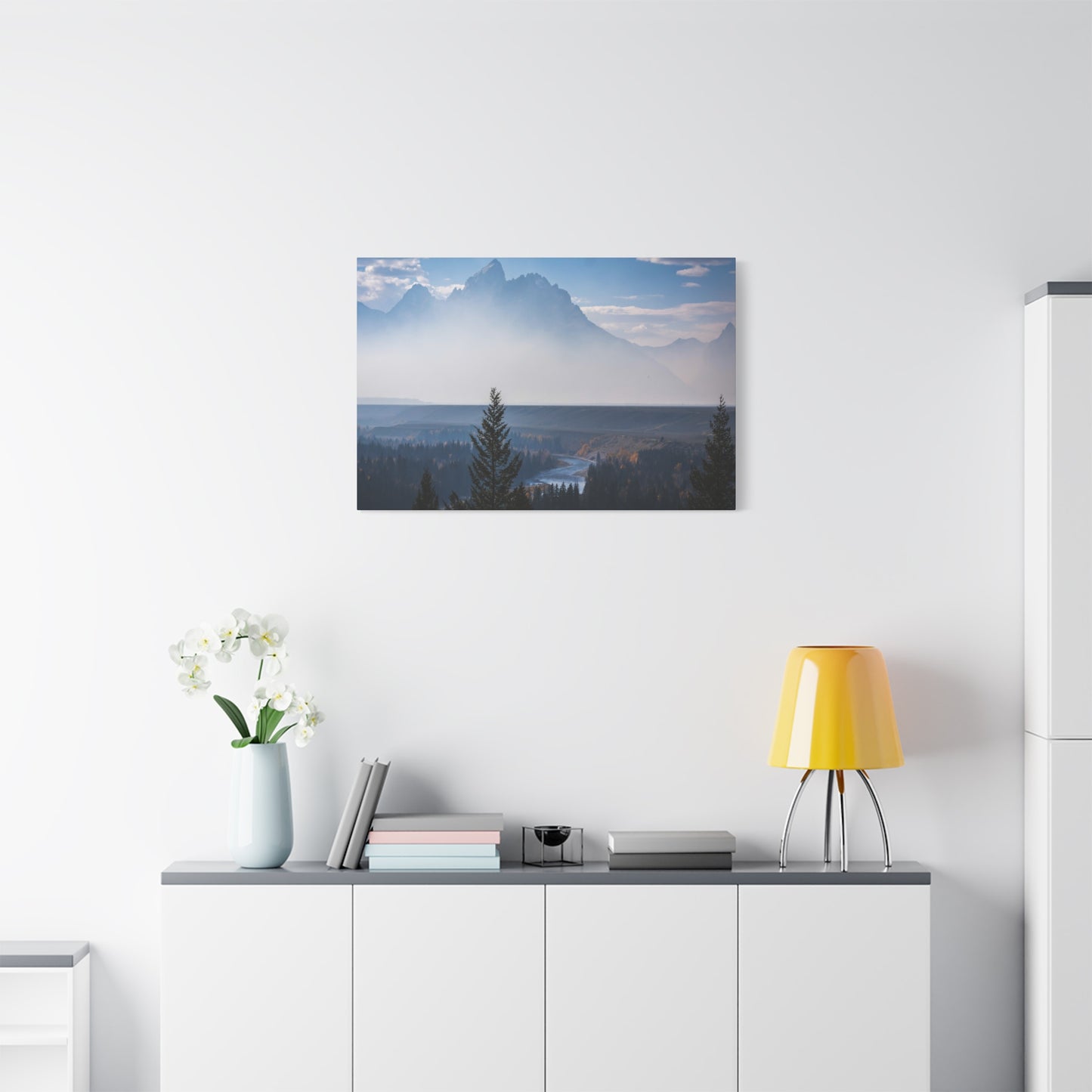 Where the Tetons Rise Through Smoke ~ Matte Landscape Canvas Print