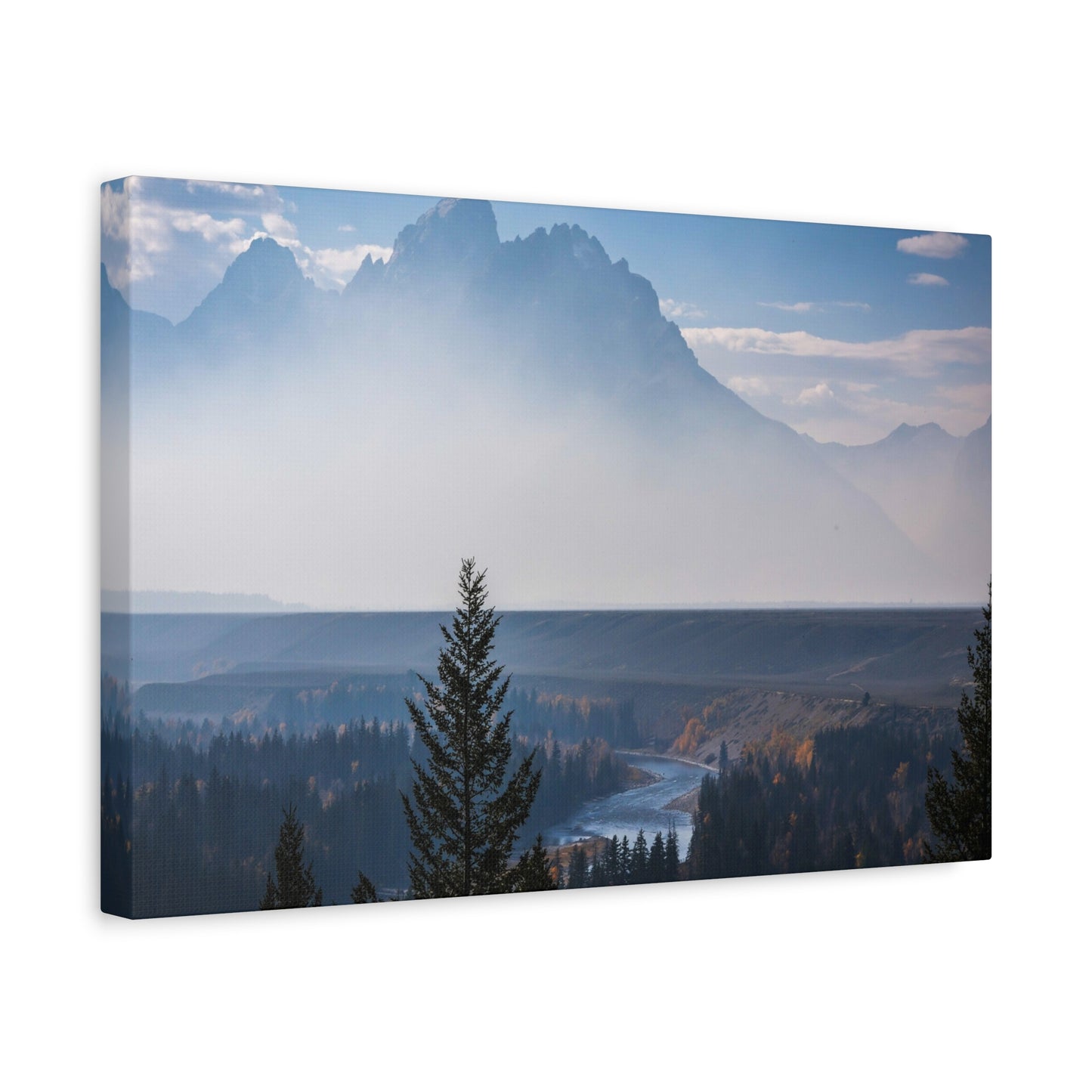 Grand Tetons Misty Mountain Landscape Canvas Print ~ Matte Stretched Wall Art