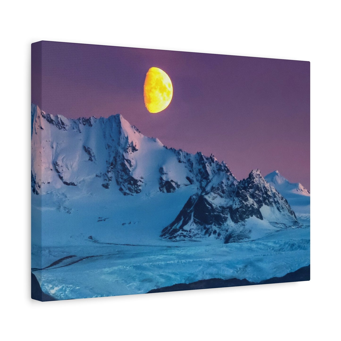Mountain Moon Arctic Canvas Wall Art — Matte Stretched Landscape Print