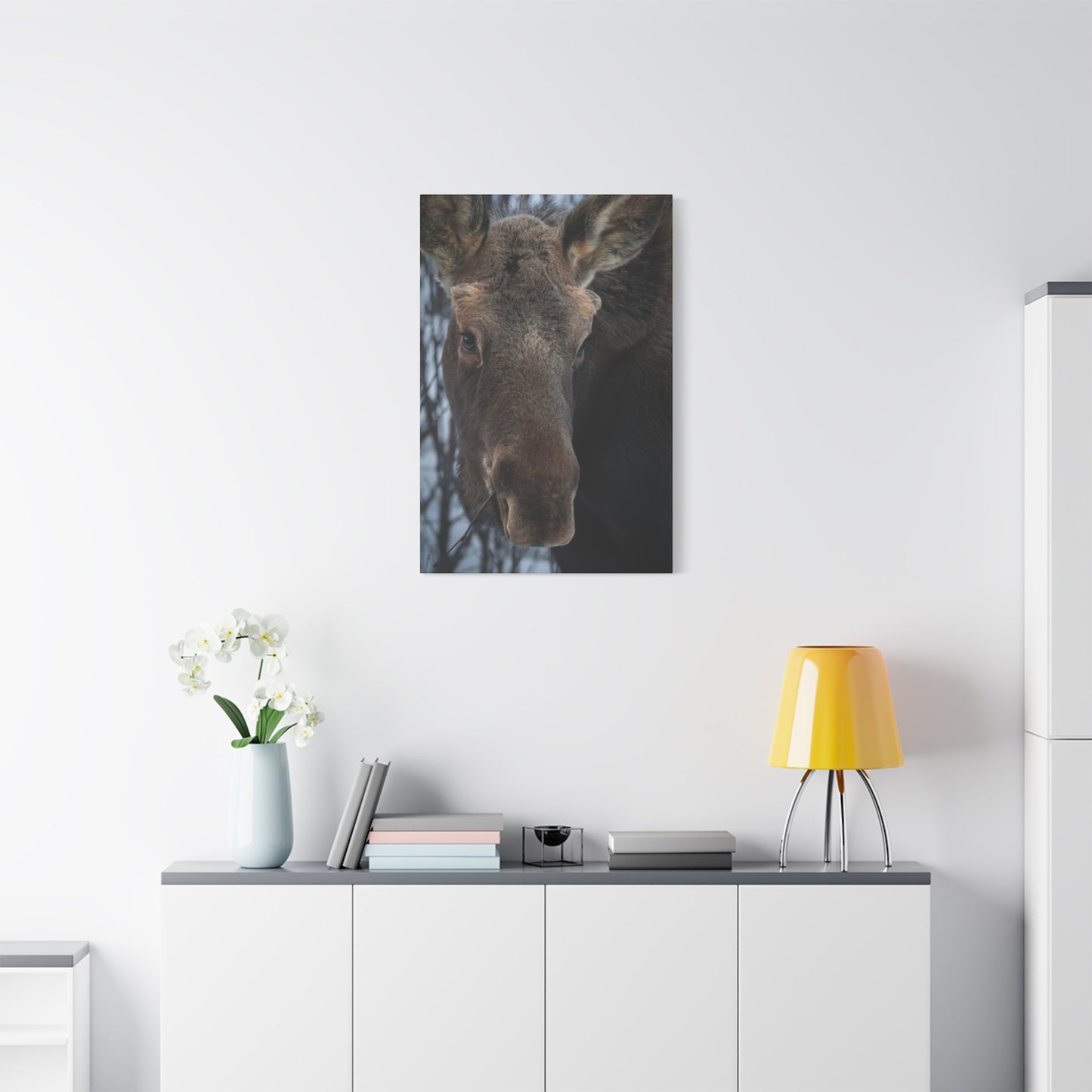 Winter Moose Canvas Print, Stretched Wall Art